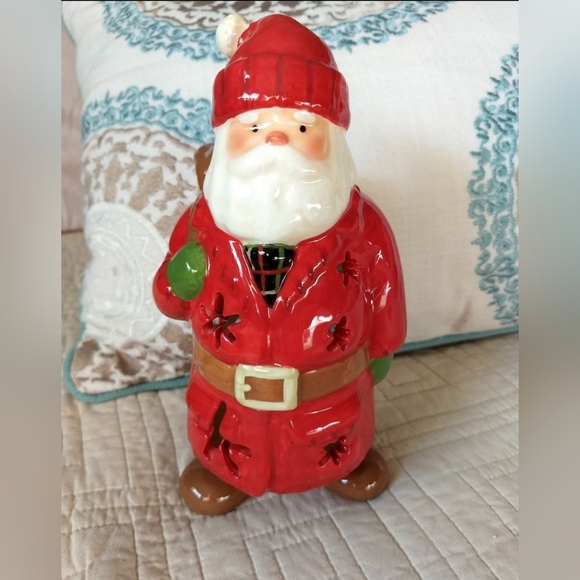 Vintage Hallmark Limited Edition Ceramic Woodsman Santa Tea Light Candle Holder - Picture 1 of 12